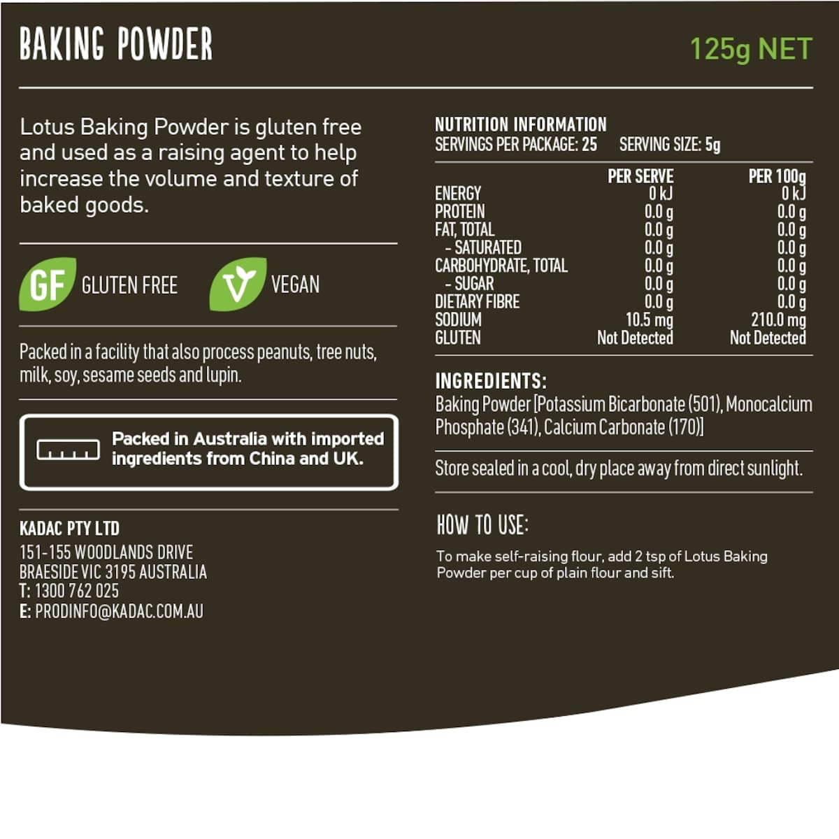 Thumbnail Lotus Baking Powder Gluten Free 125g