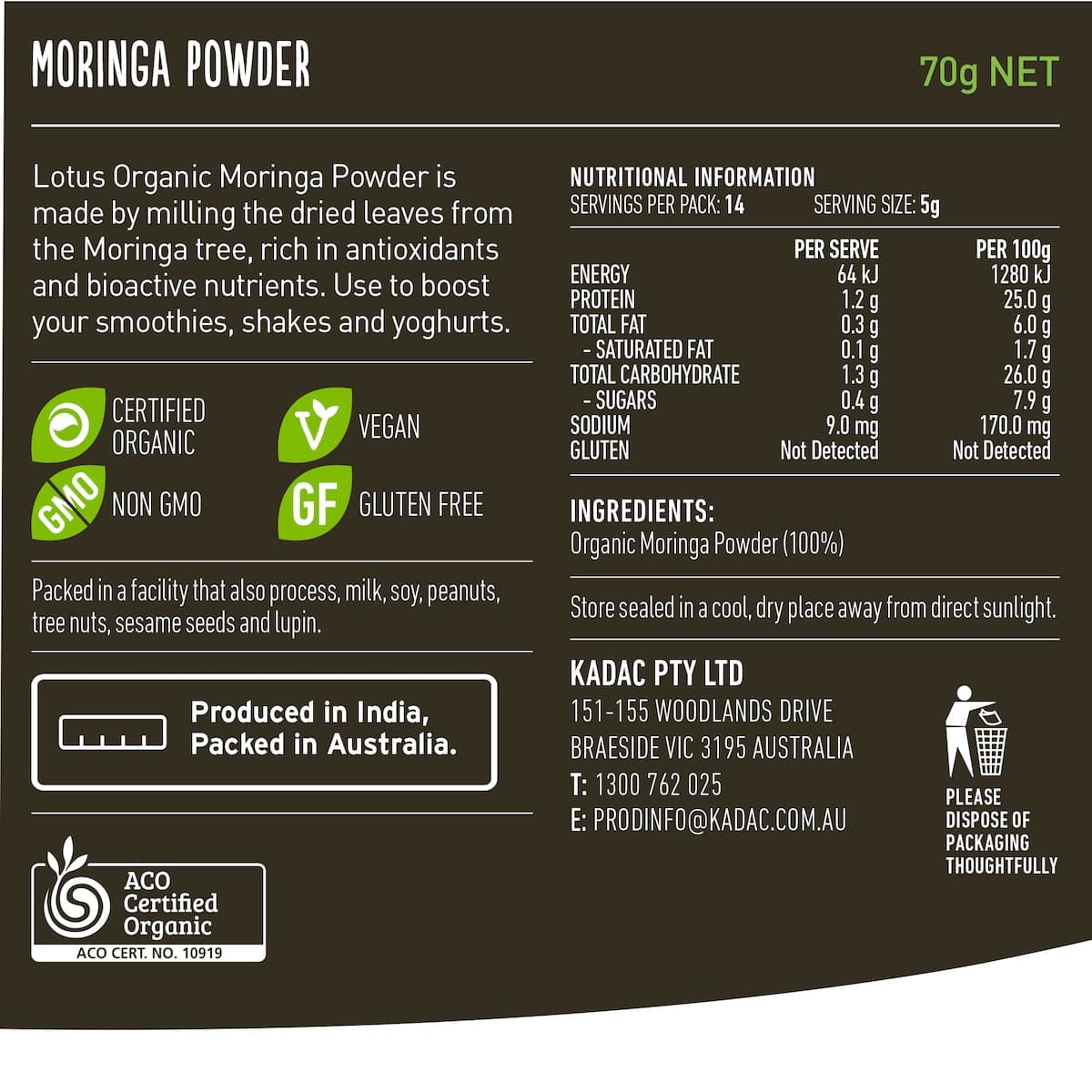 Thumbnail Lotus Organic Moringa Powder 70g