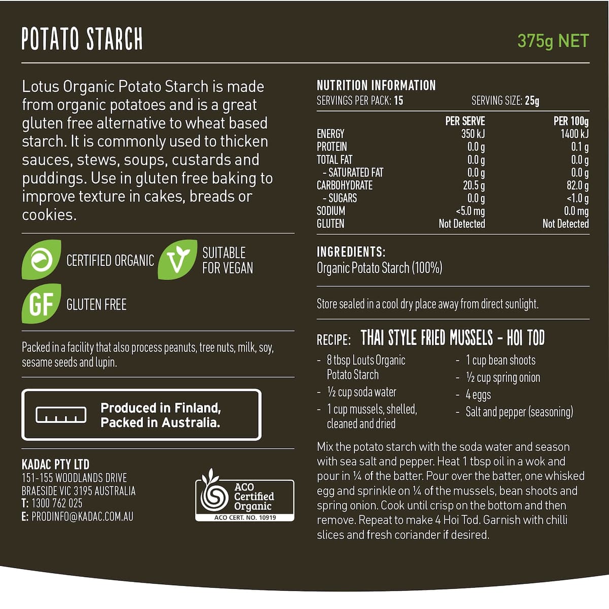 Thumbnail Lotus Organic Potato Starch 375g