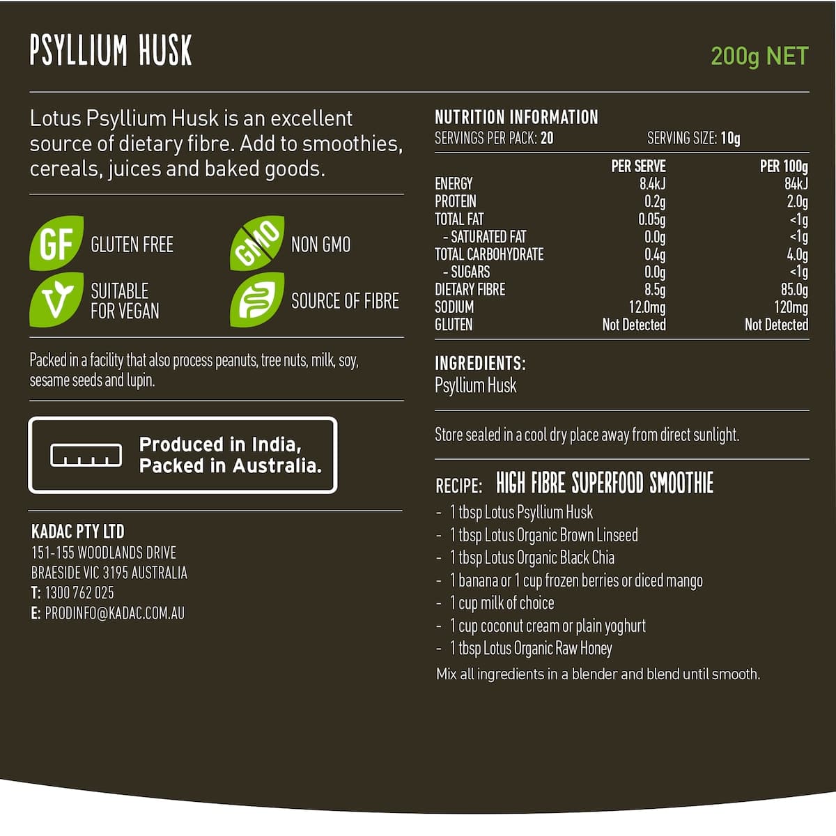 Thumbnail Lotus Psyllium Husks 98% 200g
