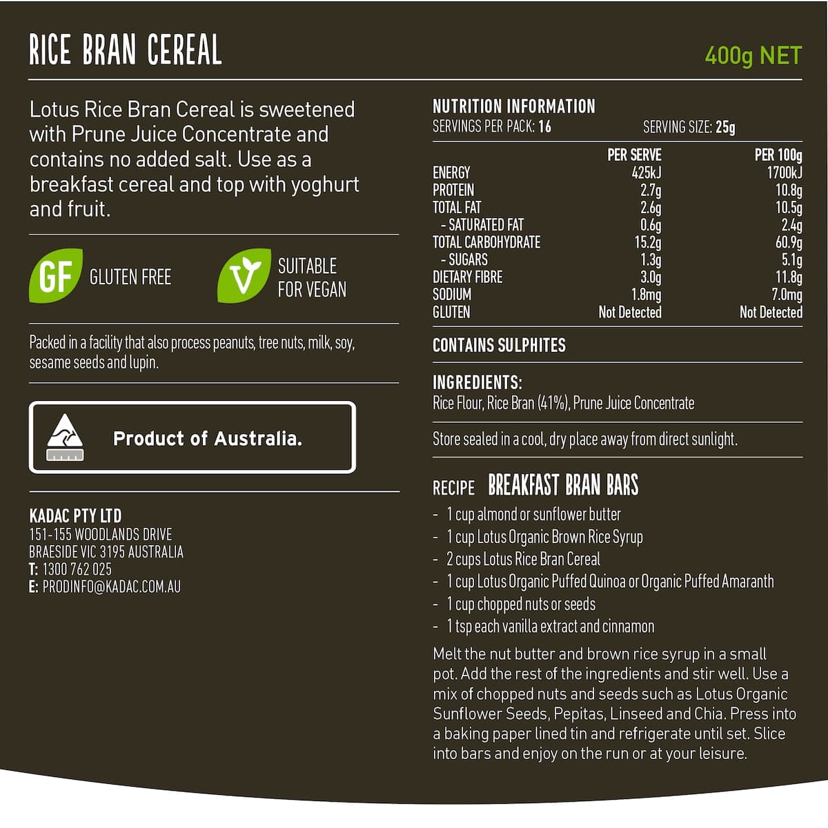 Thumbnail Lotus Rice Bran Cereal 400g