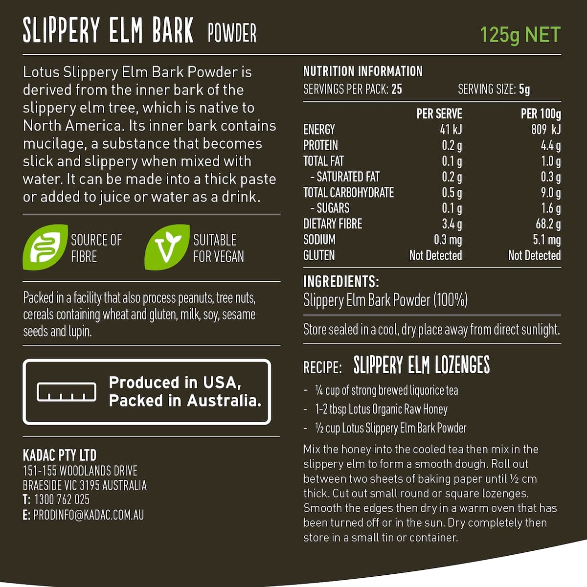 Thumbnail Lotus Slippery Elm Bark Powder 125g