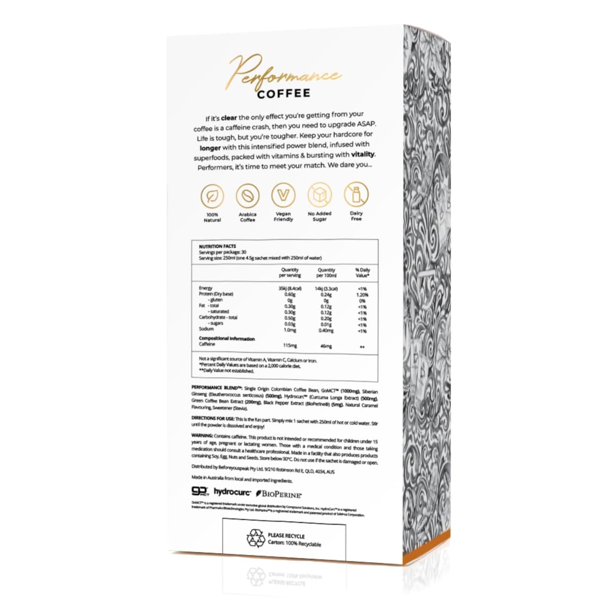 Thumbnail Beforeyouspeak Coffee Performance Coffee Caramel 30 x 4.5g