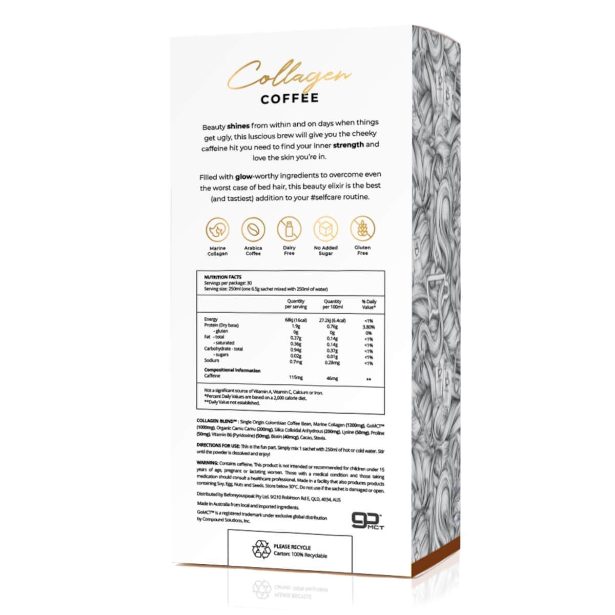 Thumbnail BeforeYouSpeak Glow Collagen Coffee Mocha 30 x 6.5g