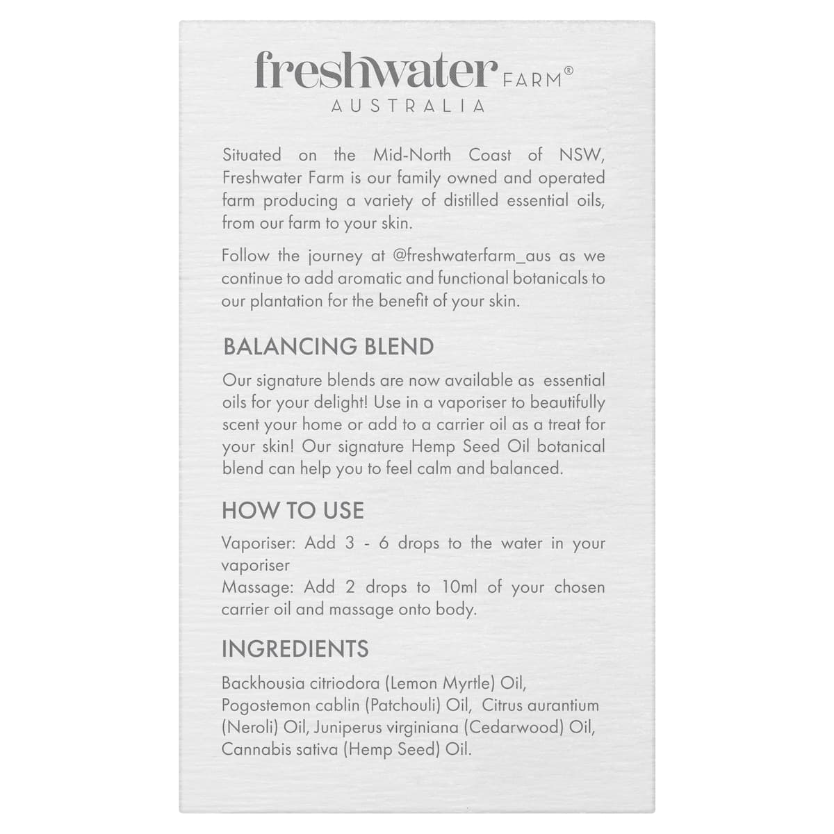 Thumbnail Freshwater Farm Lemon Myrtle Essential Oil 20ml