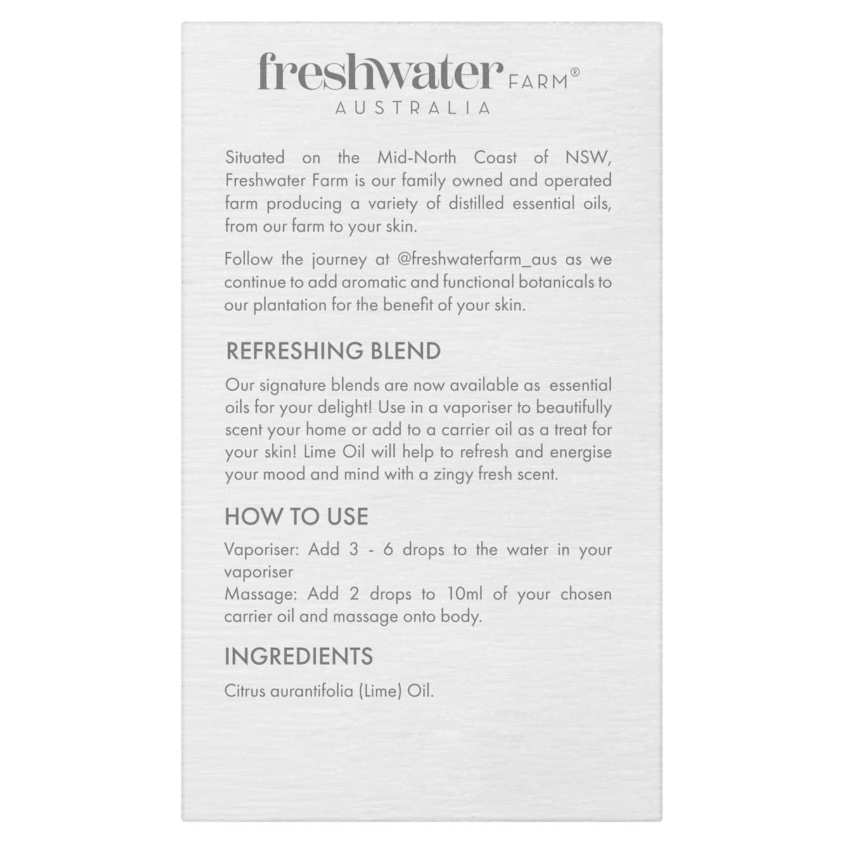 Thumbnail Freshwater Farm Lime Essential Oil 20ml