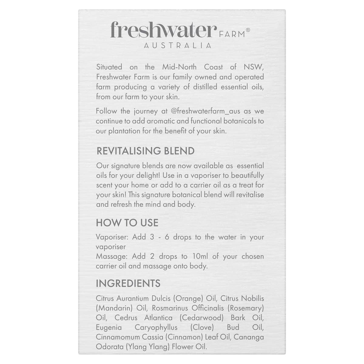 Thumbnail Freshwater Farm Mandarin + Cedarwood Essential Oil 20ml