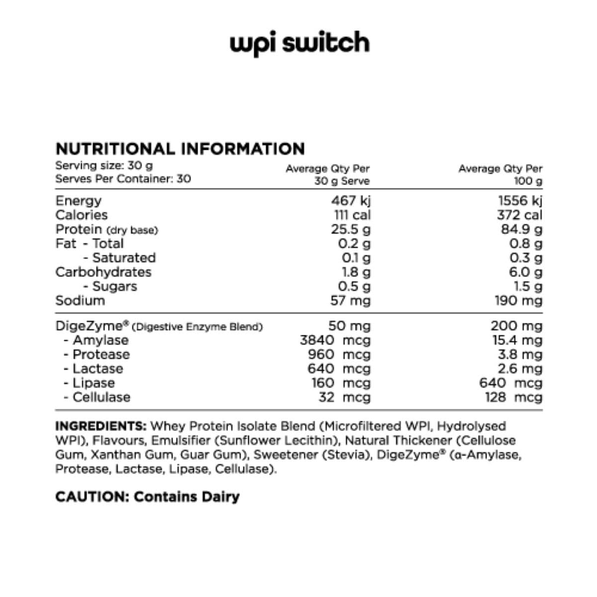 Thumbnail Switch Nutrition Whey Protein Isolate 95 Milk Chocolate 900g