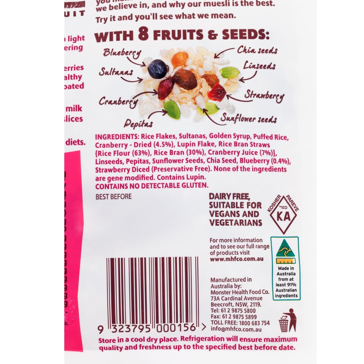 Thumbnail Monster Health Food Co Free & Fruity Muesli - Gluten Free 500g