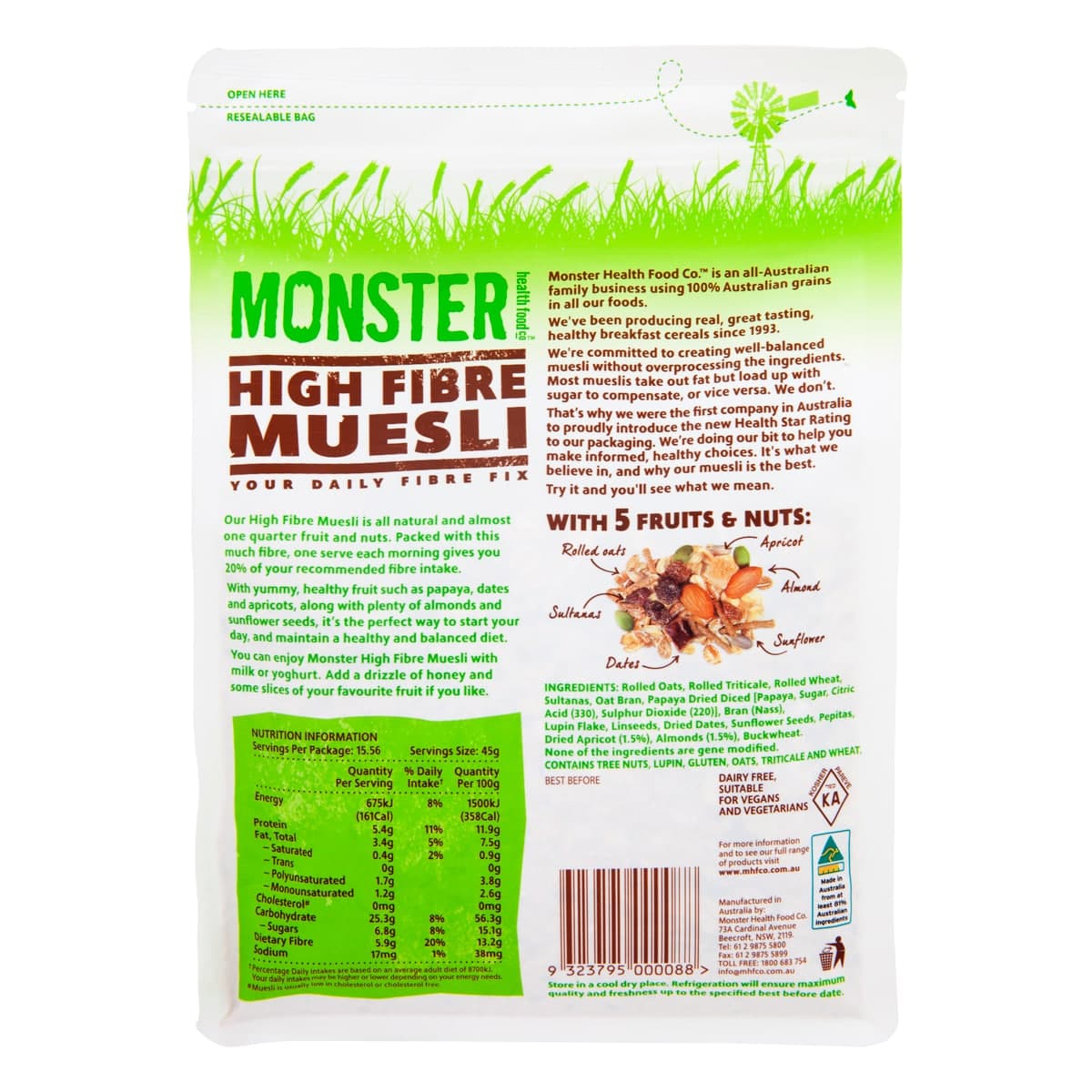 Thumbnail Monster Health Food Co High Fibre Muesli 700g