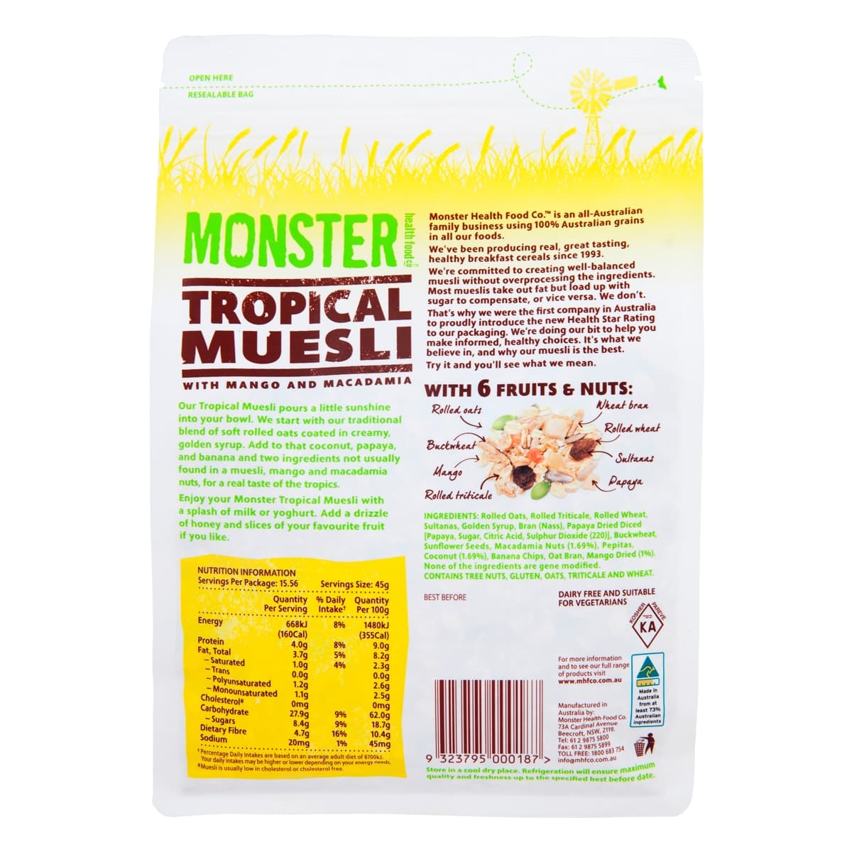 Thumbnail Monster Health Food Co Tropical Muesli Mango Macadamia 700g