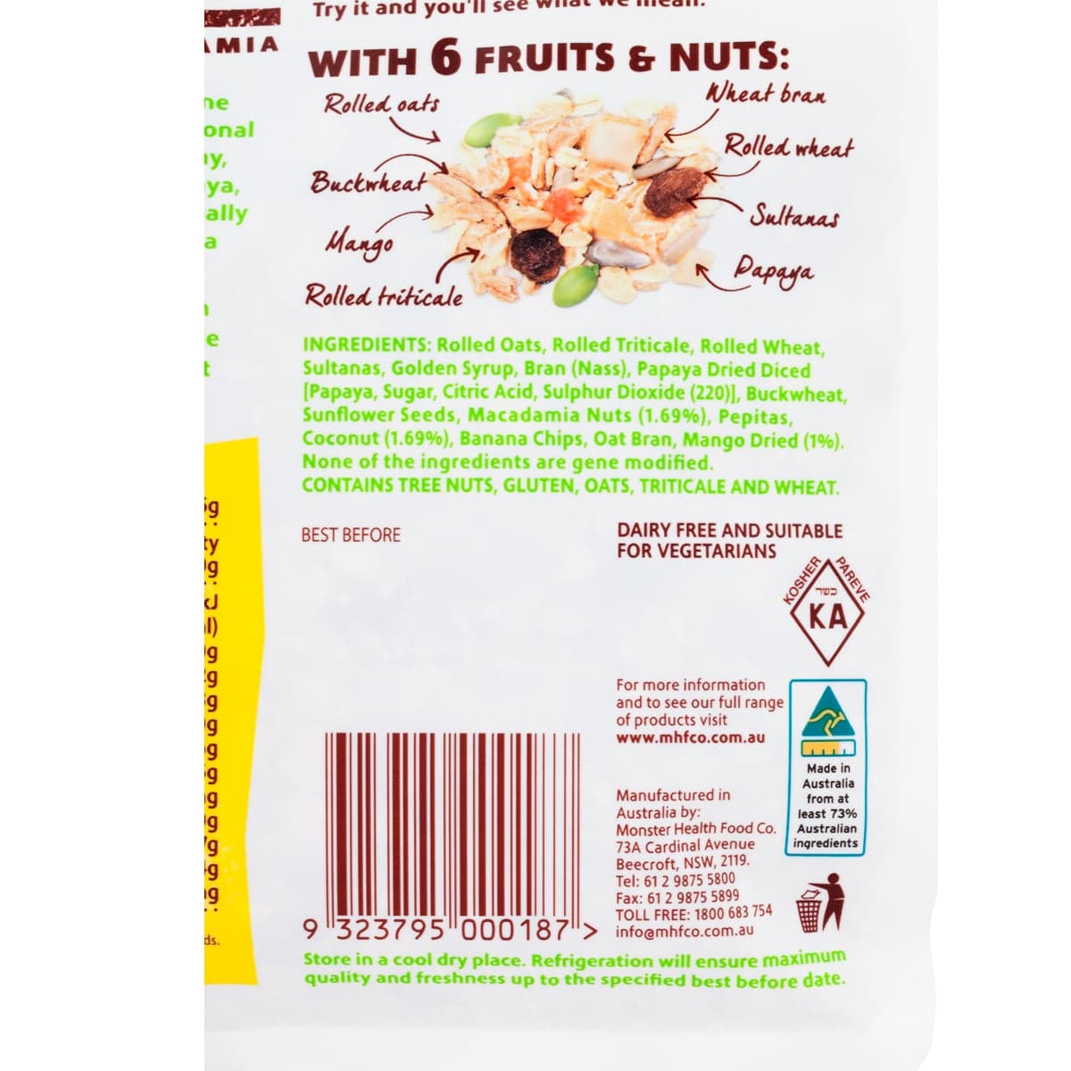 Thumbnail Monster Health Food Co Tropical Muesli Mango Macadamia 700g