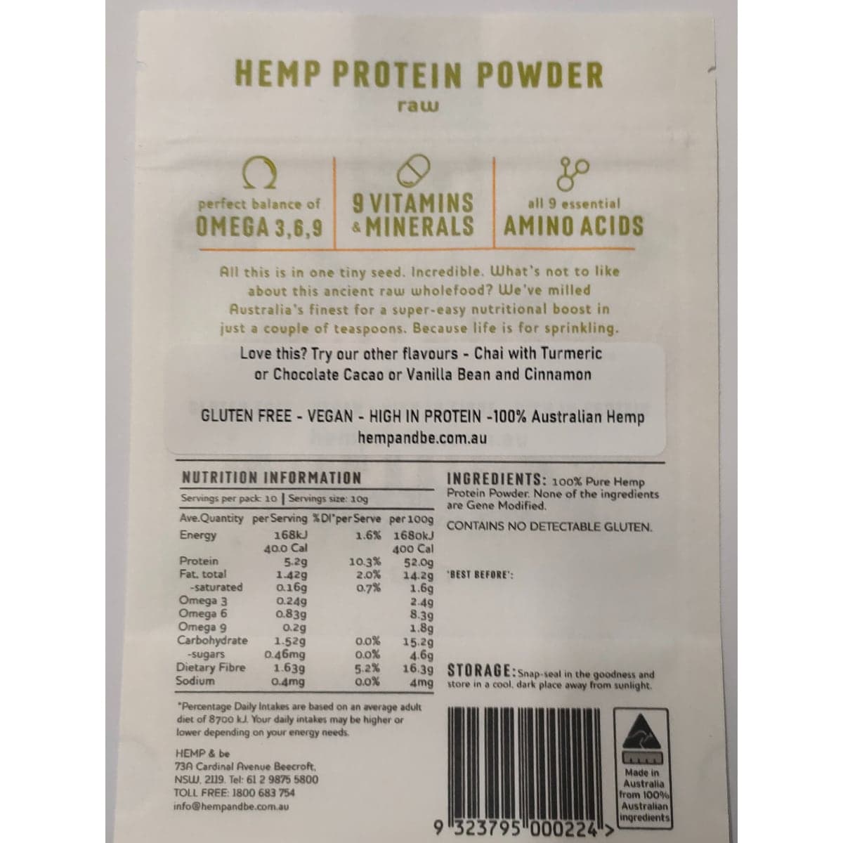 Thumbnail HEMP & be Hemp Protein Powder - Raw 100g
