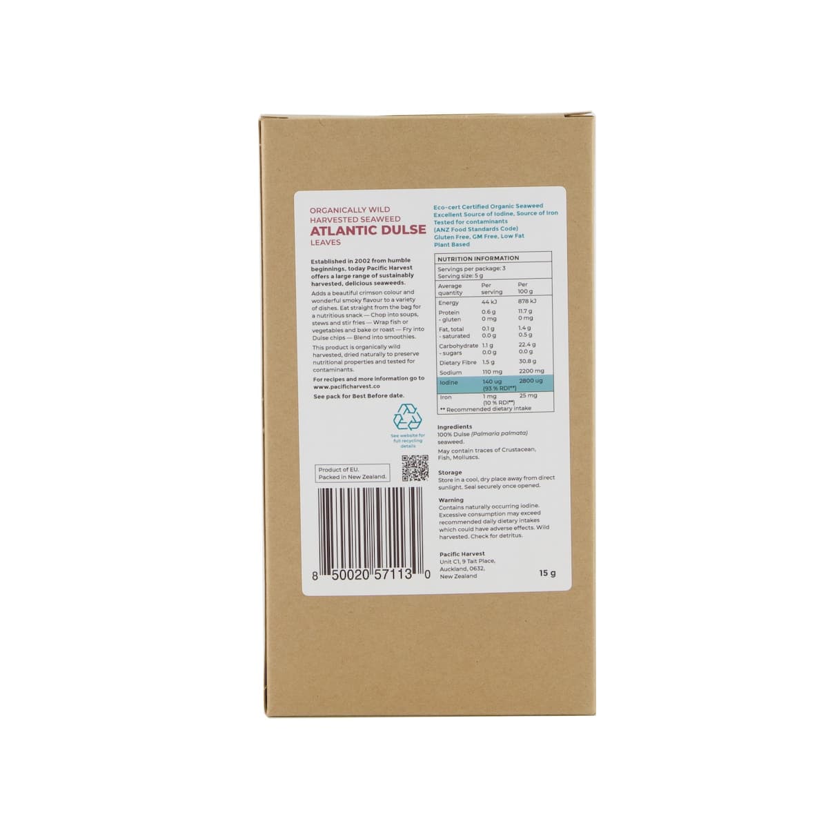Thumbnail Pacific Harvest Atlantic Dulse Seaweed Leaves 15g