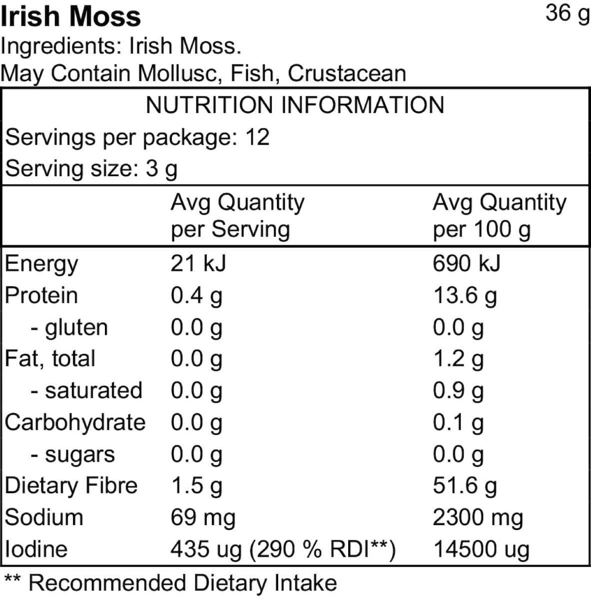 Thumbnail Pacific Harvest Irish Sea Moss Seaweed 36g