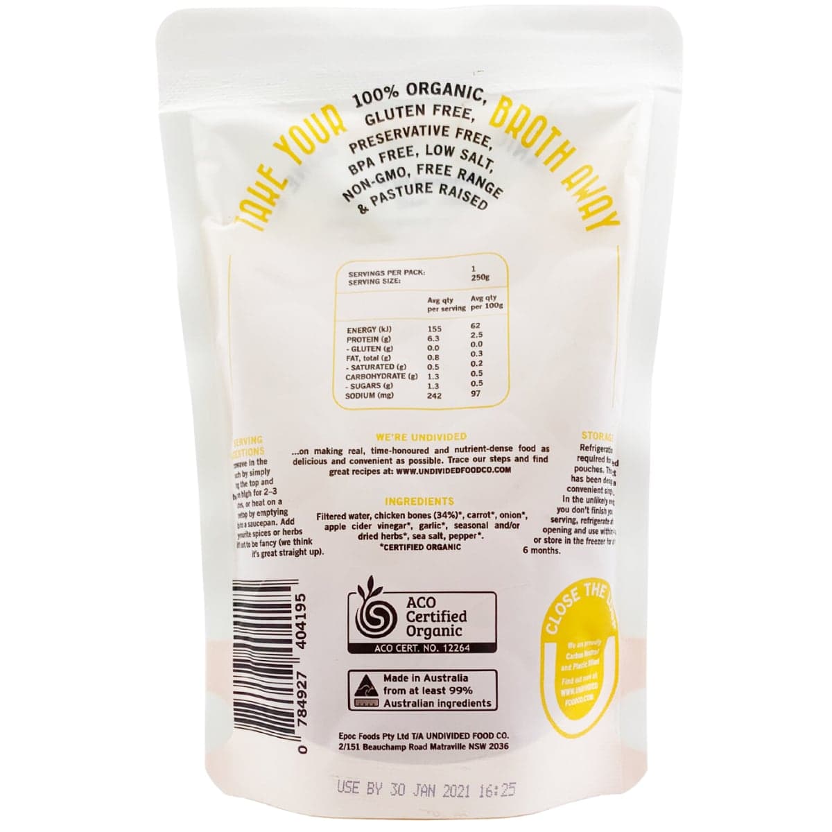 Thumbnail Undivided Food Co Good Bones Certified Organic Chicken Bone Broth 250ml