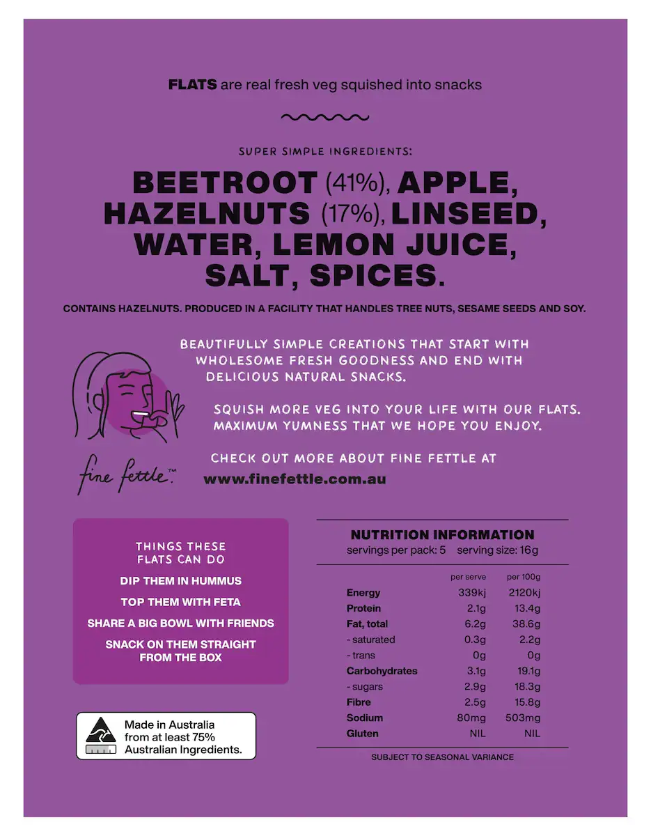 Thumbnail Fine Fettle Foods Beetroot & Hazelnut Flats 80g