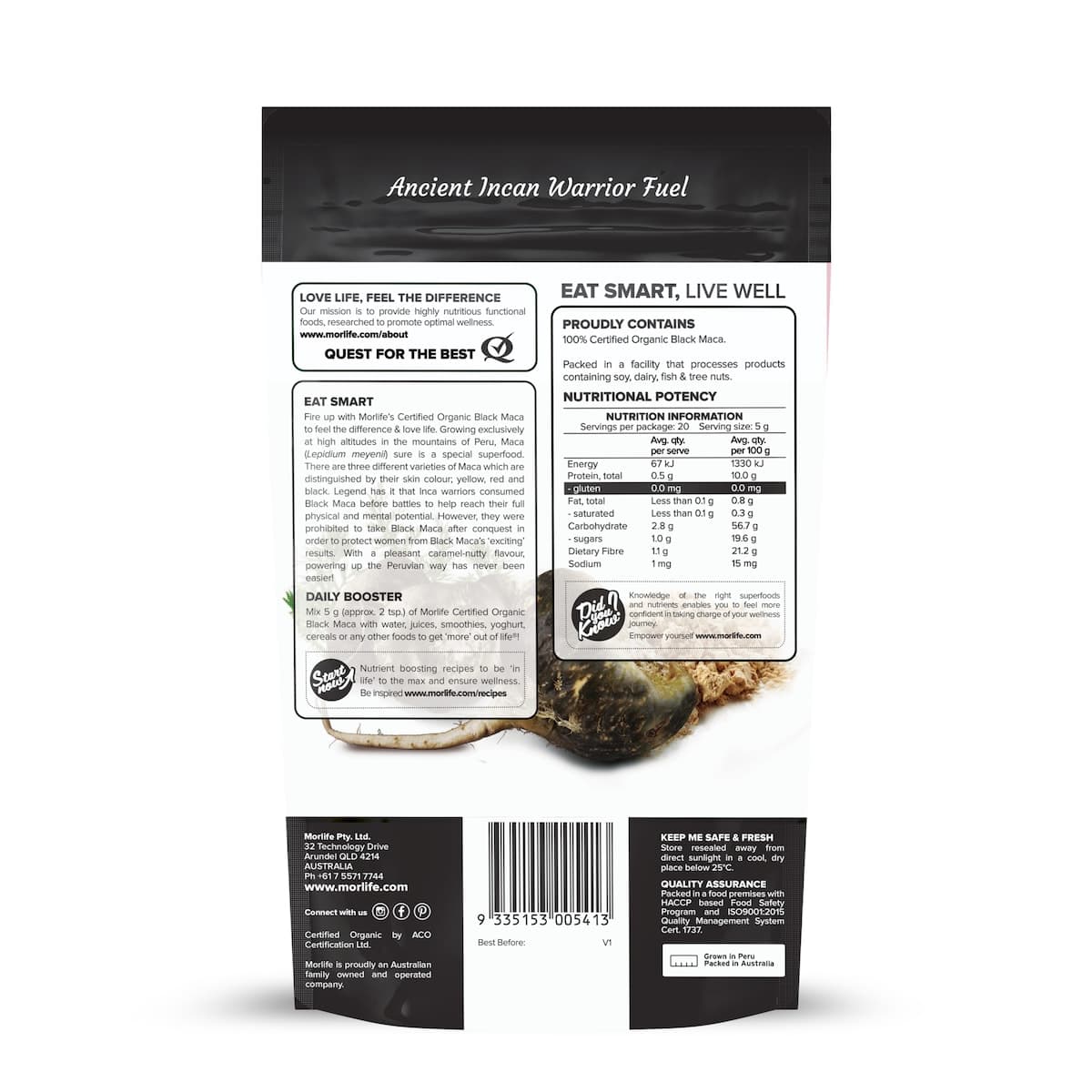 Thumbnail Morlife Certified Organic Black Maca Powder 100g