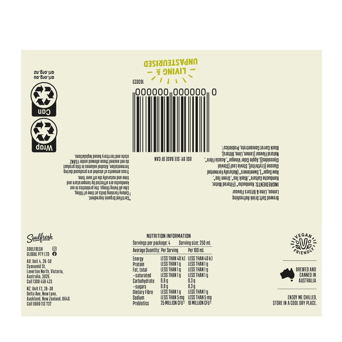 Thumbnail Lo Bros Kombucha Soda Lemon Lime & Bitters 6x4x250ml