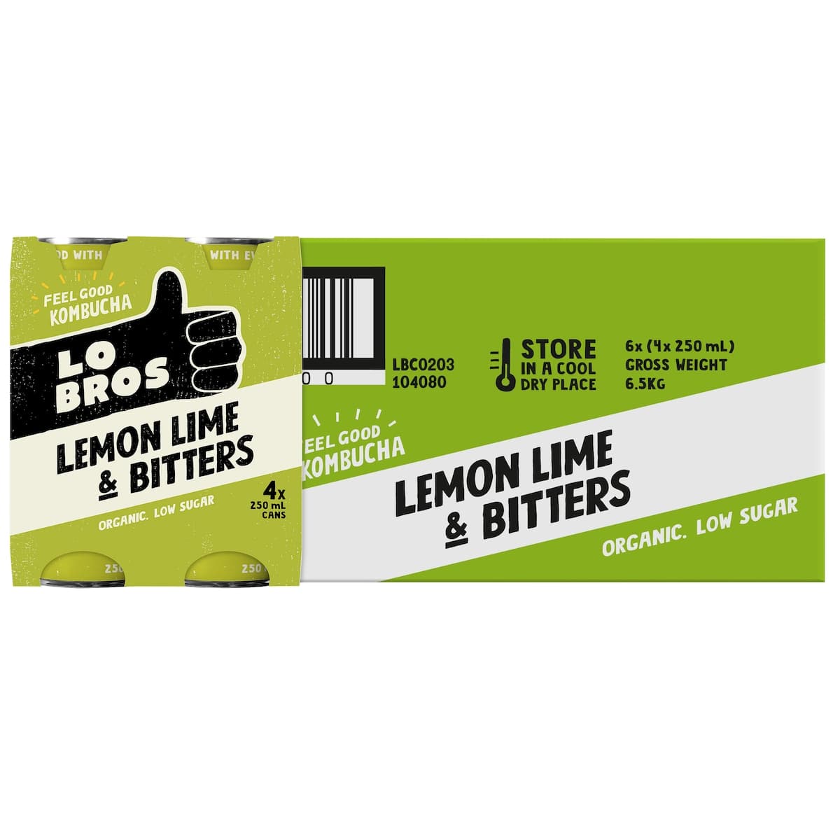 Thumbnail Lo Bros Kombucha Soda Lemon Lime & Bitters 6x4x250ml