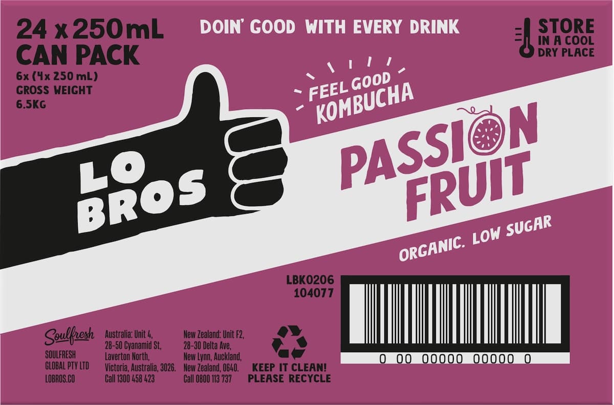 Thumbnail Lo Bros Kombucha Passionfruit 6x4x250ml