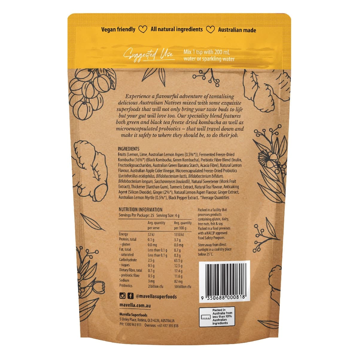 Thumbnail Mavella Superfoods Kombucha + Gut Powder 100g