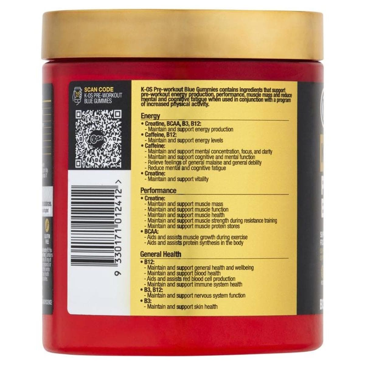 Thumbnail BSc K-OS Pre-Workout Blue Gummies 300g