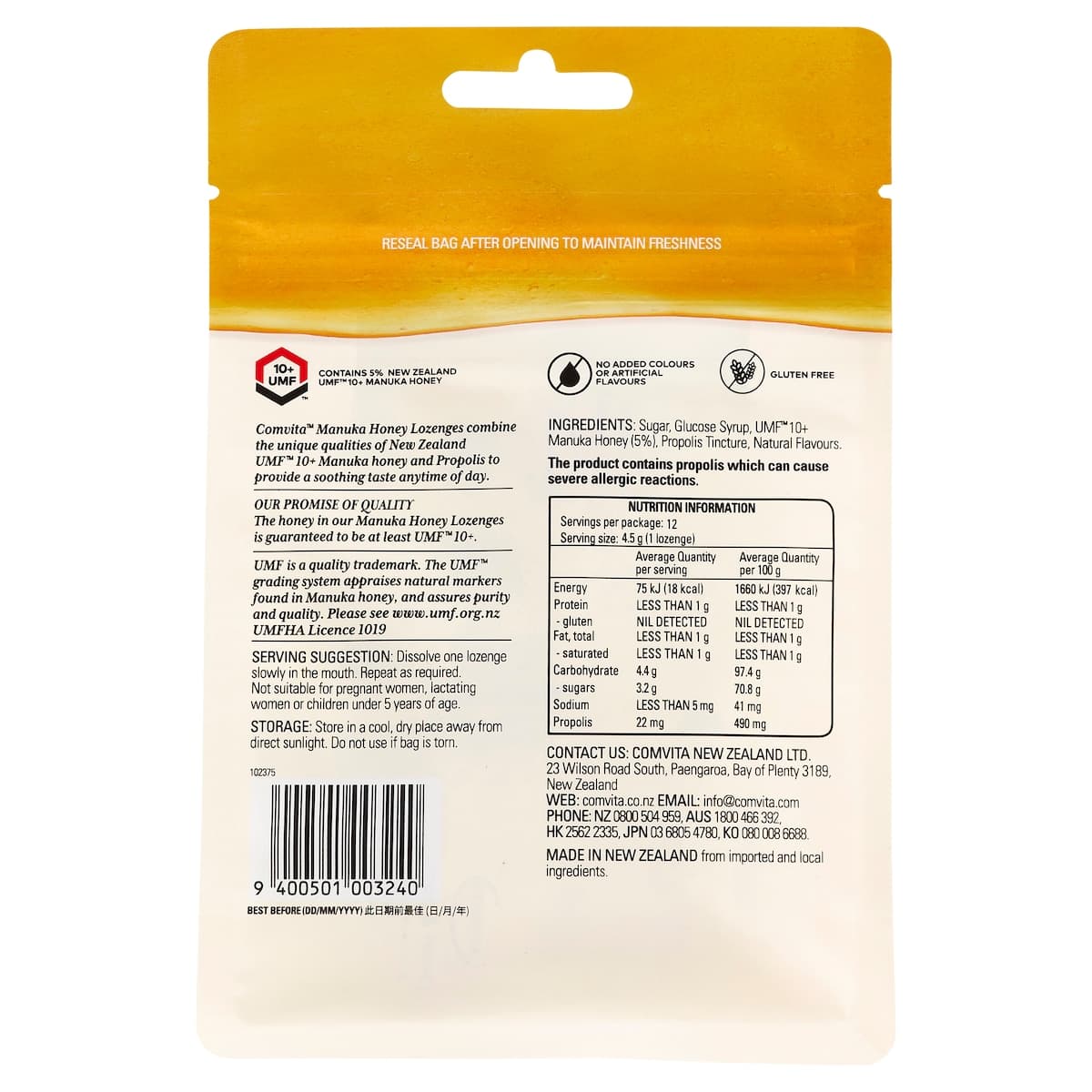 Thumbnail Comvita Soothing Manuka Honey Lozenges With Propolis 12 Pack