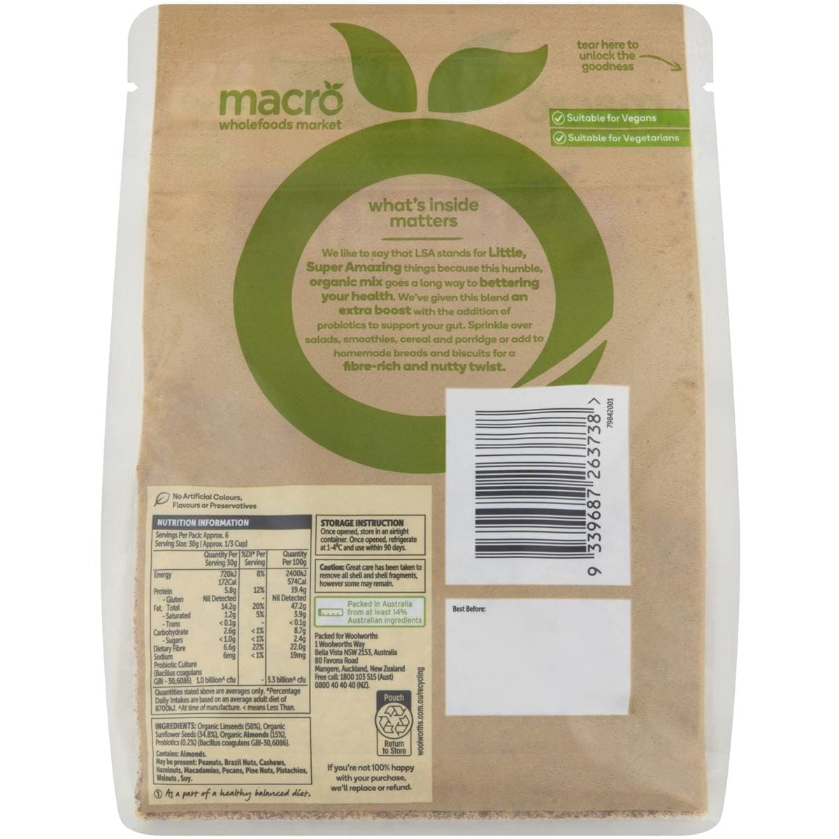 Thumbnail Macro Organic LSA with Probiotics 200g