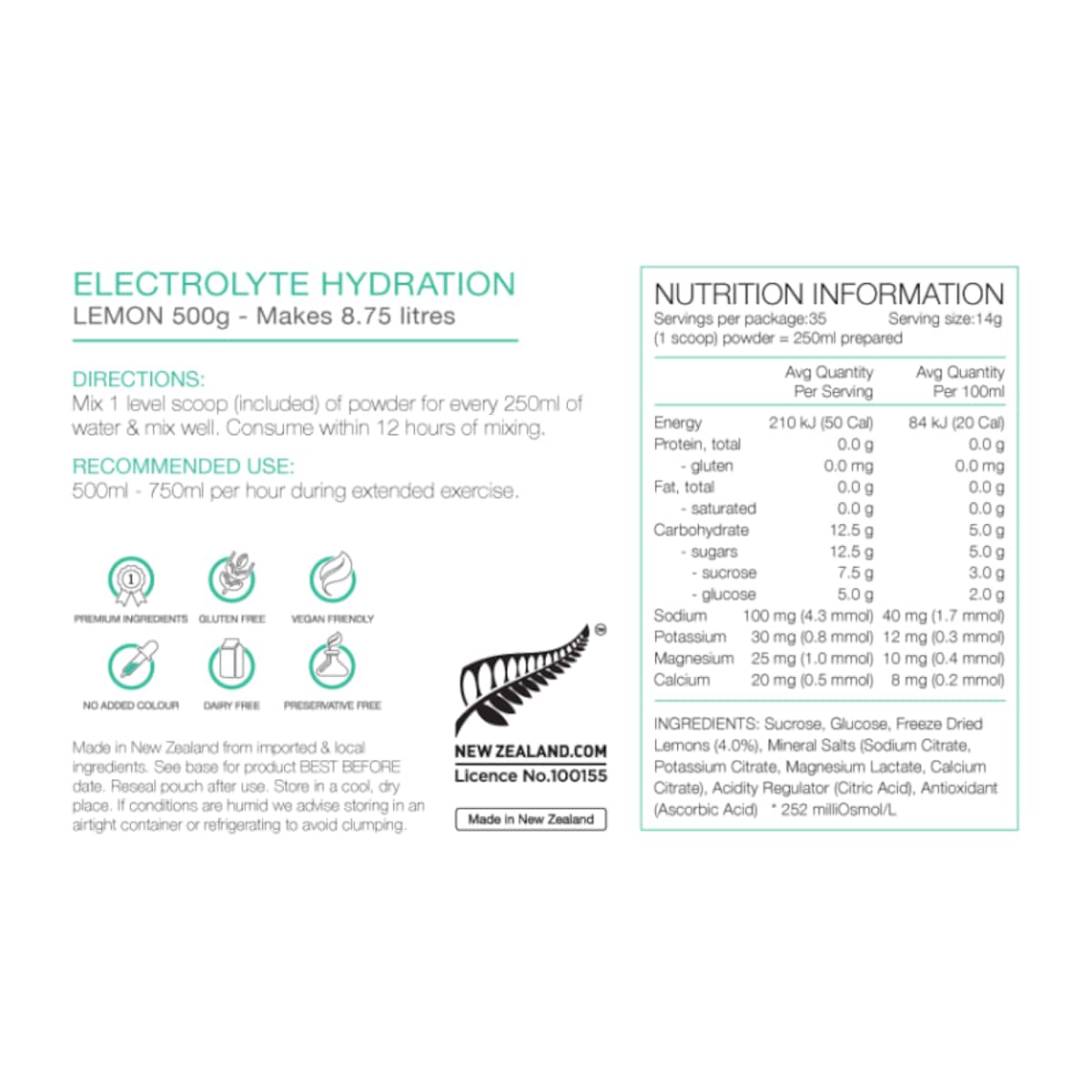 Thumbnail Pure Sports Electrolyte Hydration Powder Lemon 500g