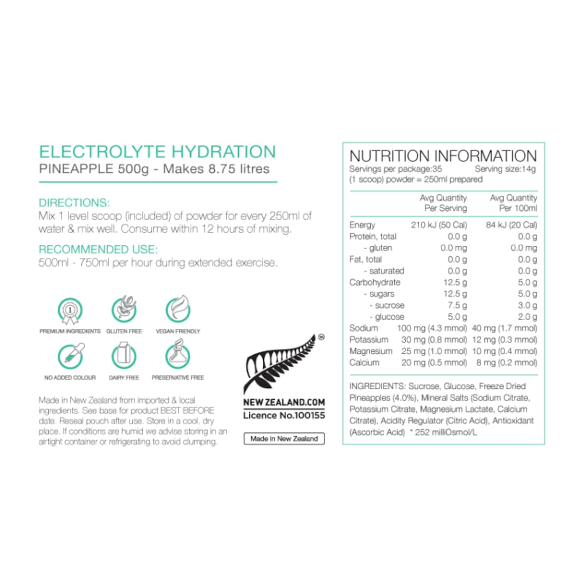 Thumbnail Pure Sports Electrolyte Hydration Pineapple 500g