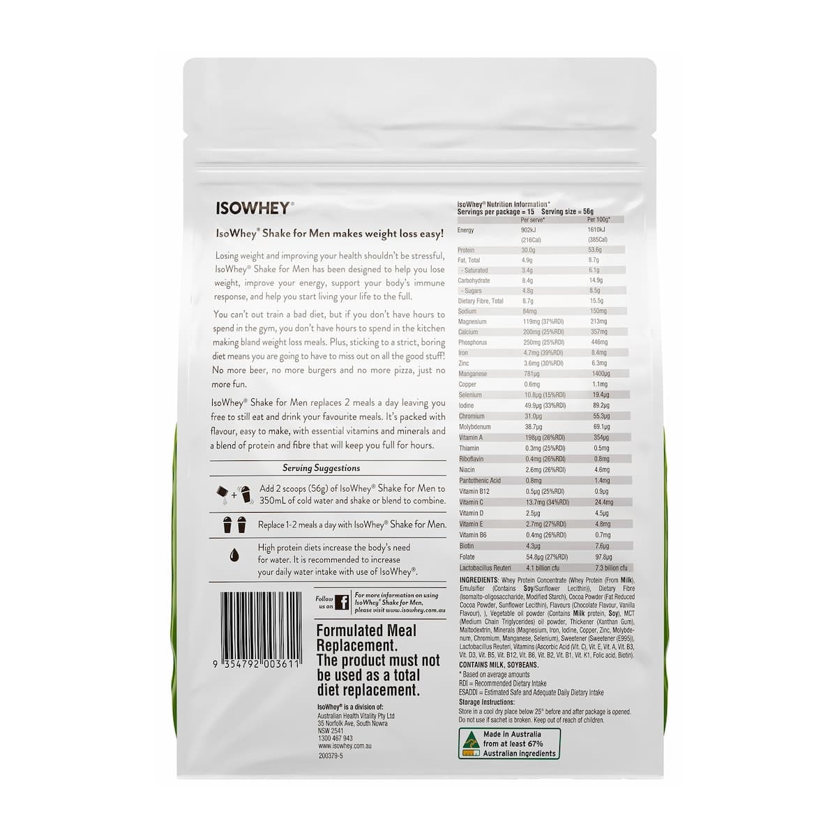Thumbnail IsoWhey Men's Shake Chocolate 840g