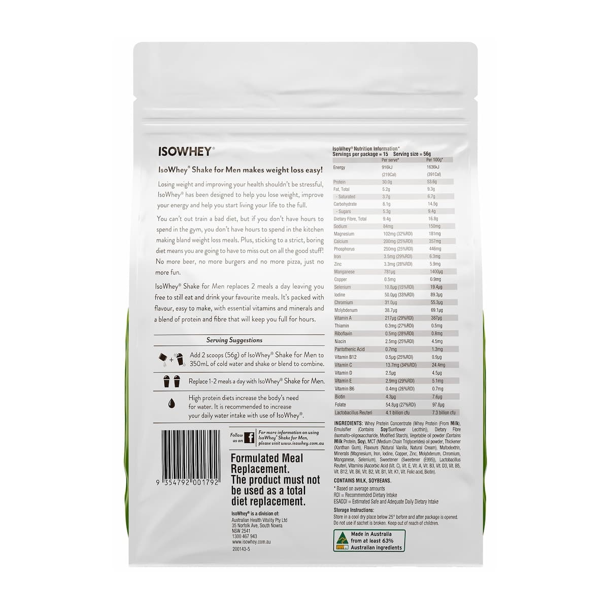Thumbnail IsoWhey Men's Shake Vanilla 840g