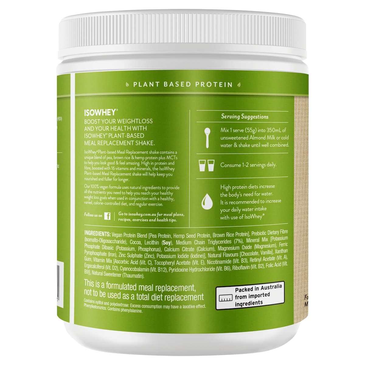 Thumbnail IsoWhey Plant-Based Meal Replacement Shake Chocolate 550g