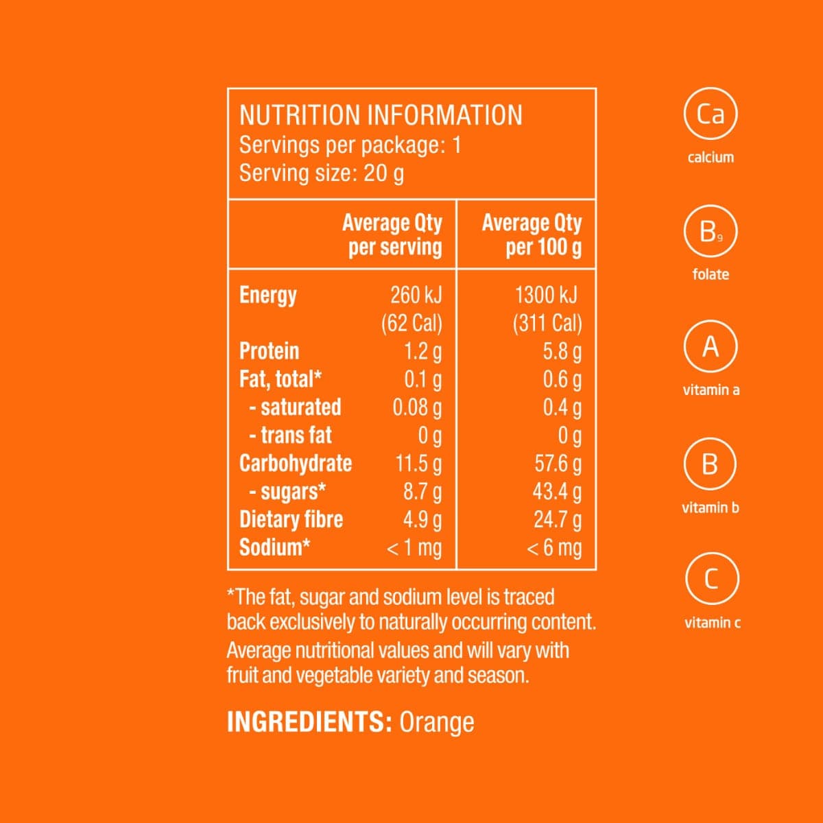 Thumbnail Nudus Air-Dried Orange Fruit Chips 20g