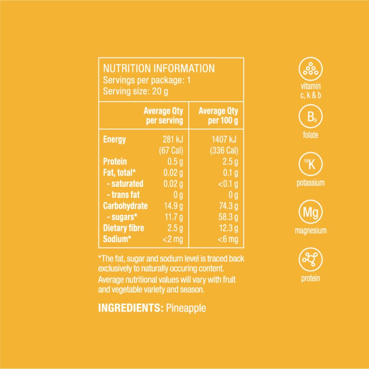 Thumbnail Nudus Air-Dried Pineapple Fruit Chips 20g