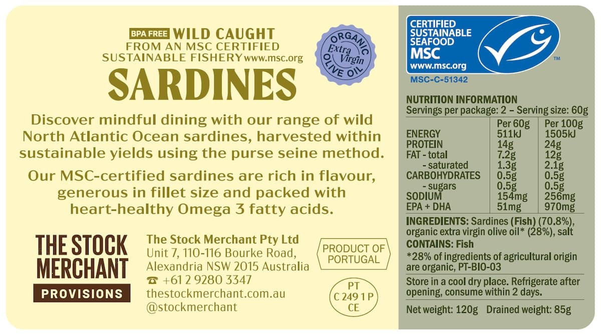 Thumbnail The Stock Merchant MSC Sardines in Extra Virgin Olive Oil 120g