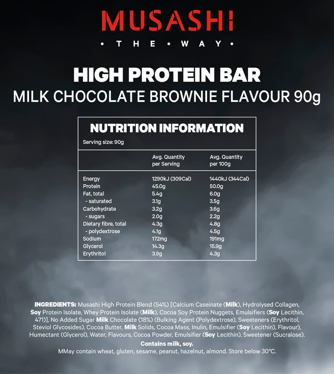 Thumbnail Musashi High Protein Bar Milk Chocolate Brownie 12 x 90g