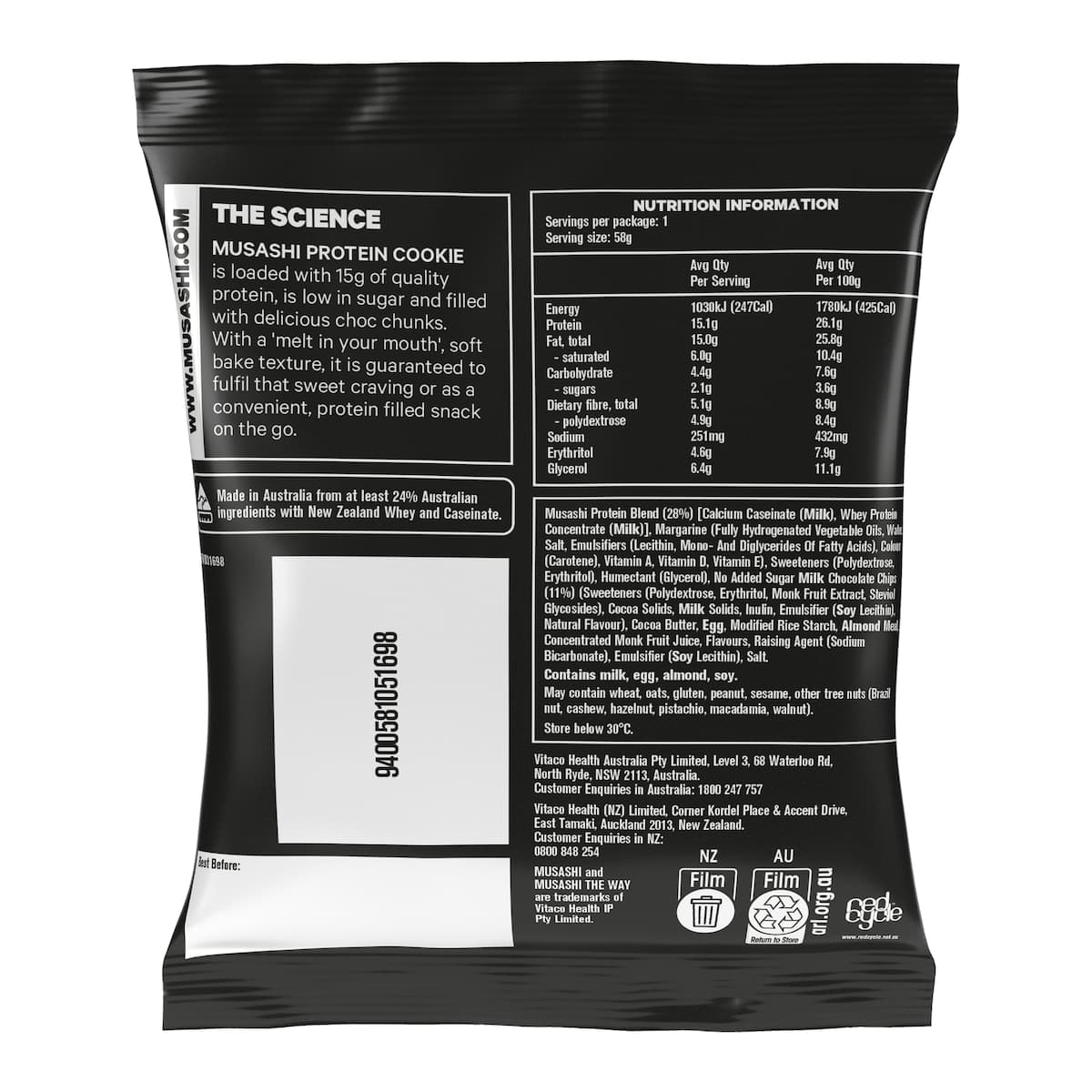 Thumbnail Musashi Choc Chip Protein Cookie 12 x 58g