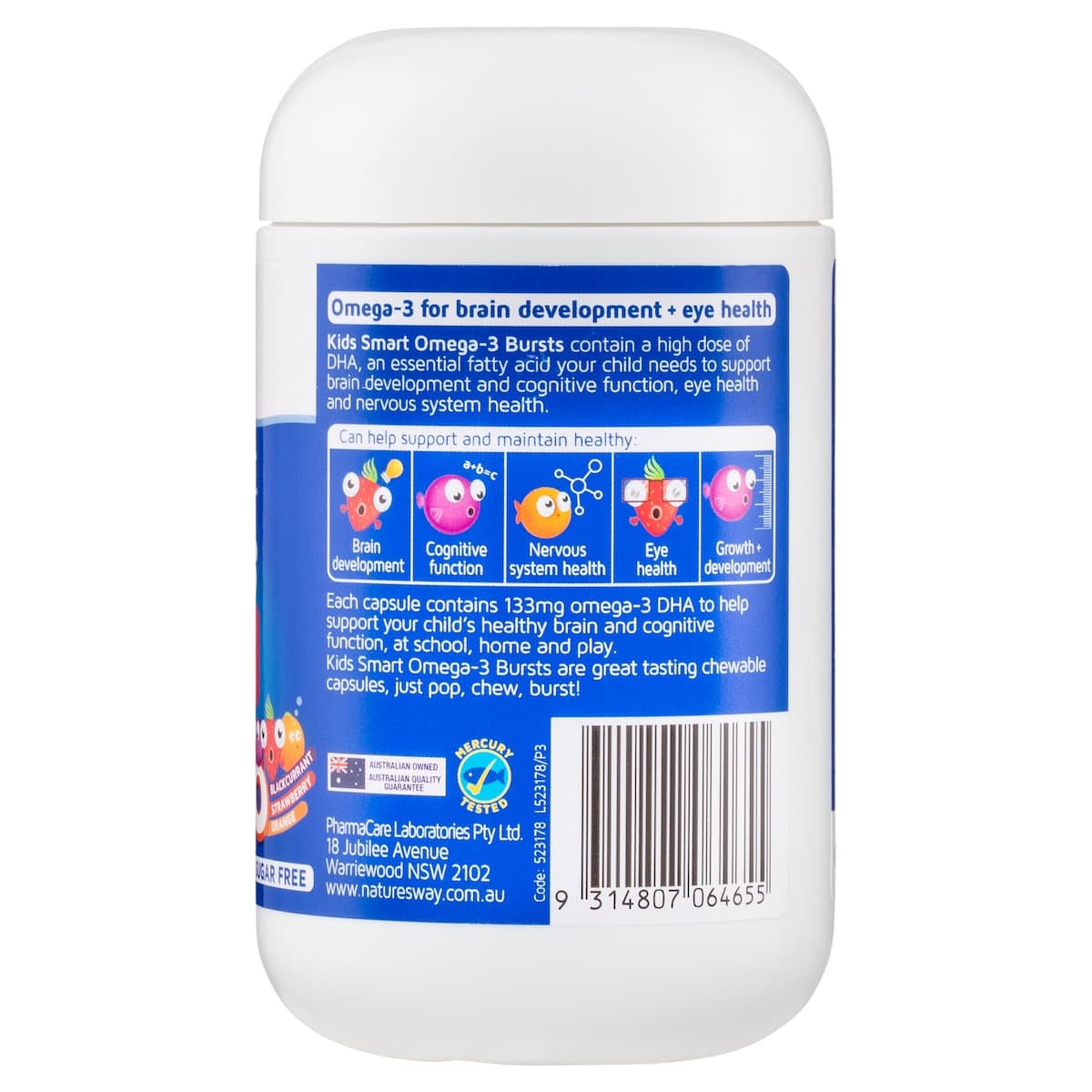 Thumbnail Nature's Way Kids Smart Bursts Omega 3 DHA Trio's 60 Chewable Capsules