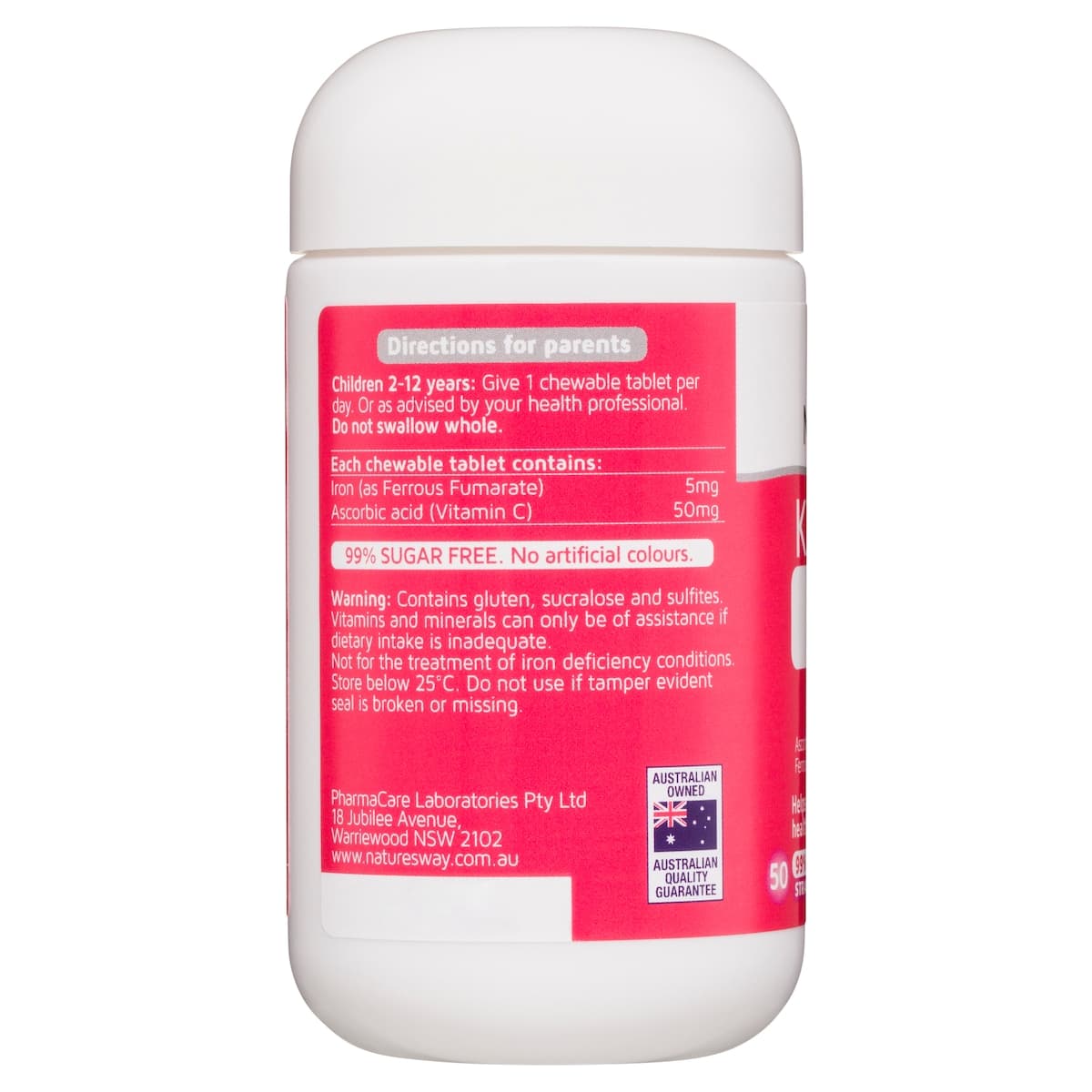 Thumbnail Nature's Way Kids Smart Iron + Vitamin C 99.9% Sugar Free 50 Chewable Tablets