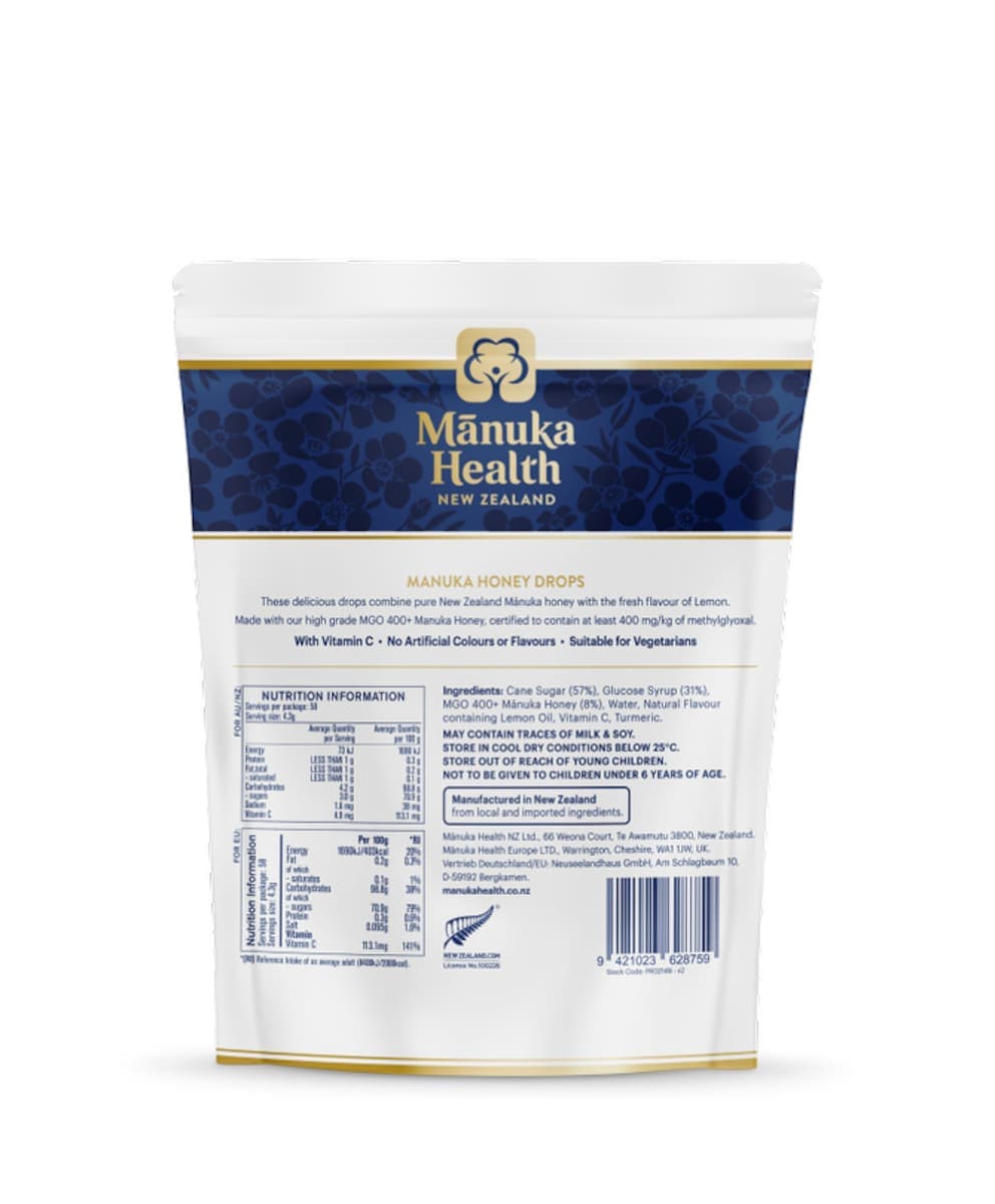 Thumbnail Manuka Health MGO 400+ Manuka Honey Drops Lemon 250g