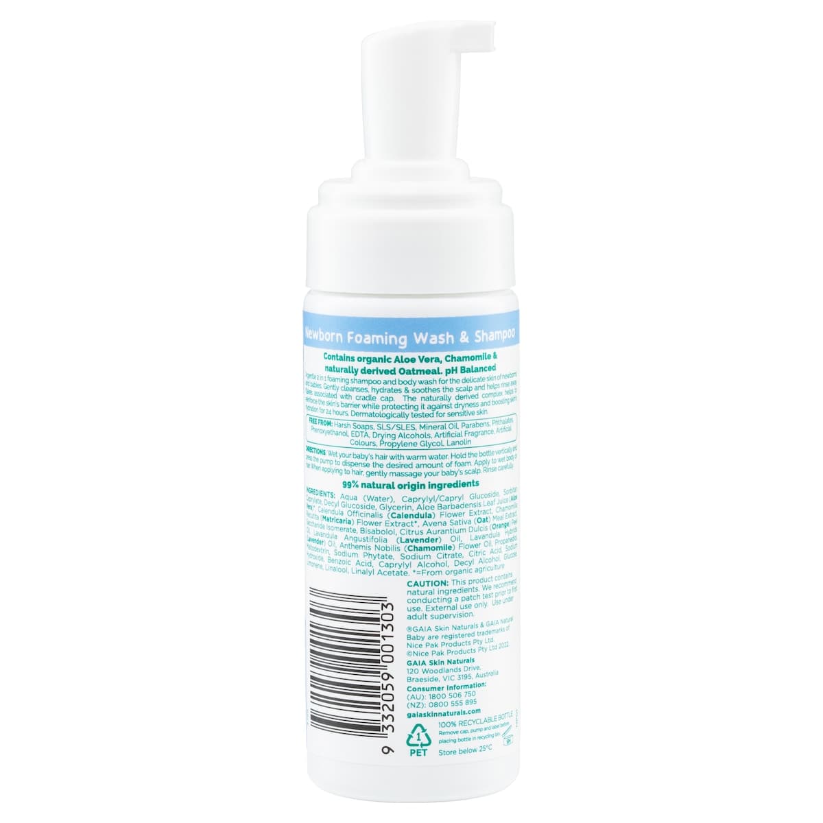 Thumbnail Gaia Natural Baby Newborn Foaming Shampoo & Wash 150ml
