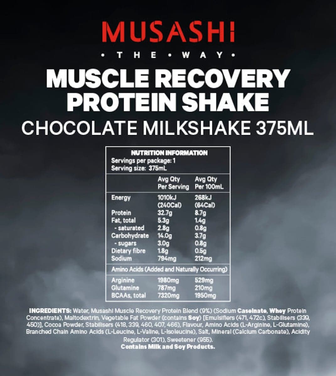 Thumbnail Musashi Muscle Recovery Protein Shake Chocolate 6 x 375ml