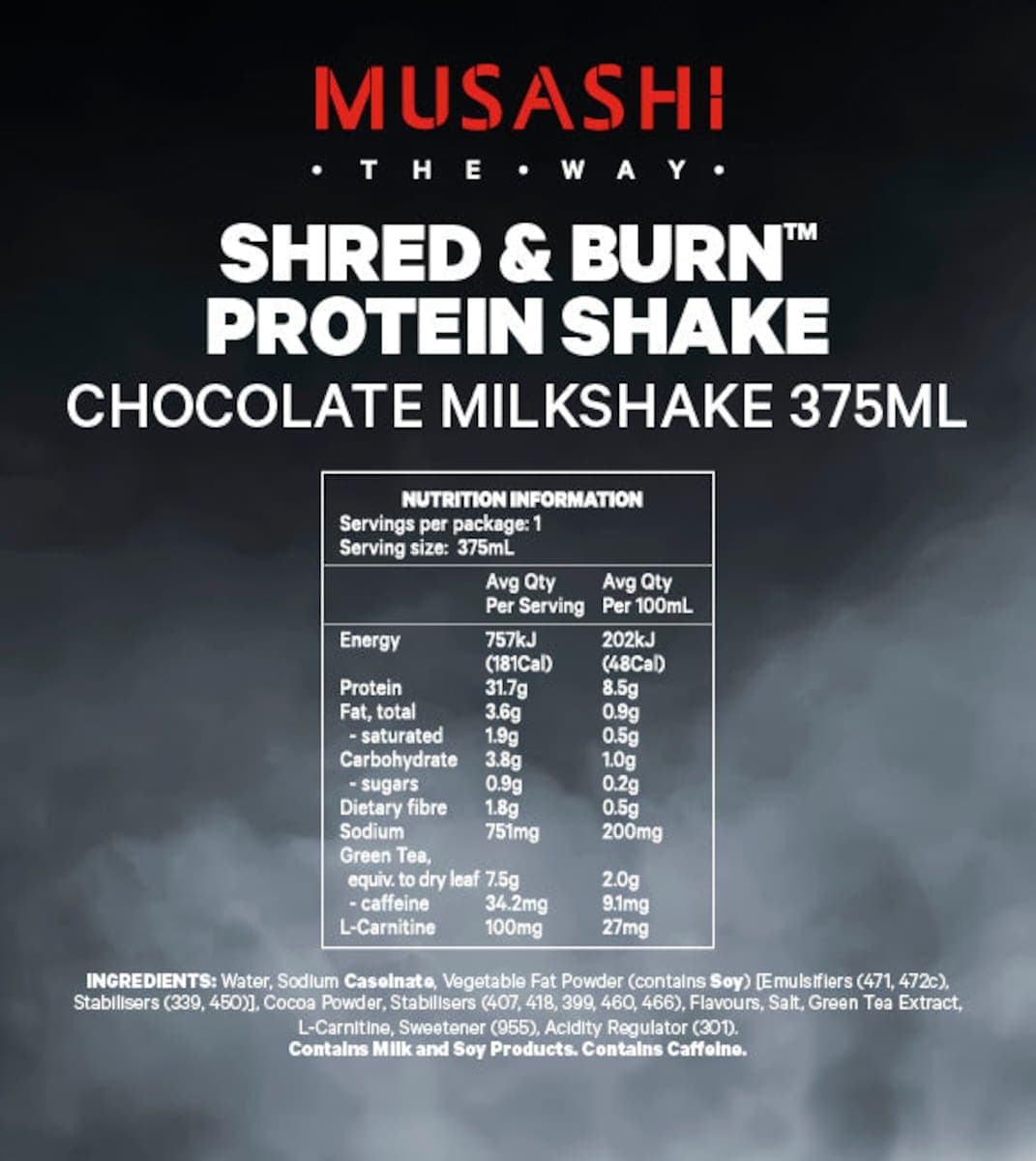Thumbnail Musashi Shred And Burn Protein Shake Chocolate 6 x 375ml