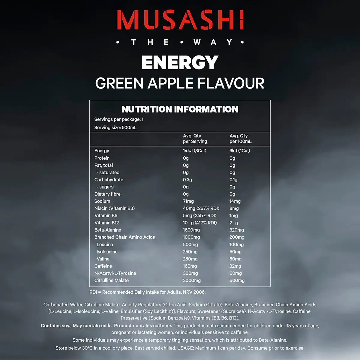 Thumbnail Musashi Energy Green Apple 12 x 500ml