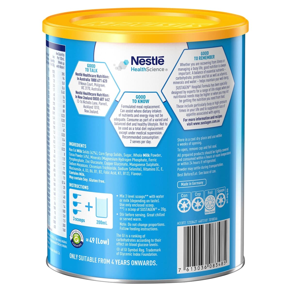 Thumbnail Sustagen Hospital Formula Chocolate 840g