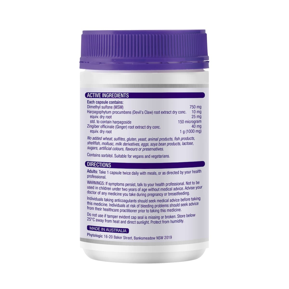 Thumbnail Henry Blooms MSM 750 with Ginger & Devils Claw 120 capsules