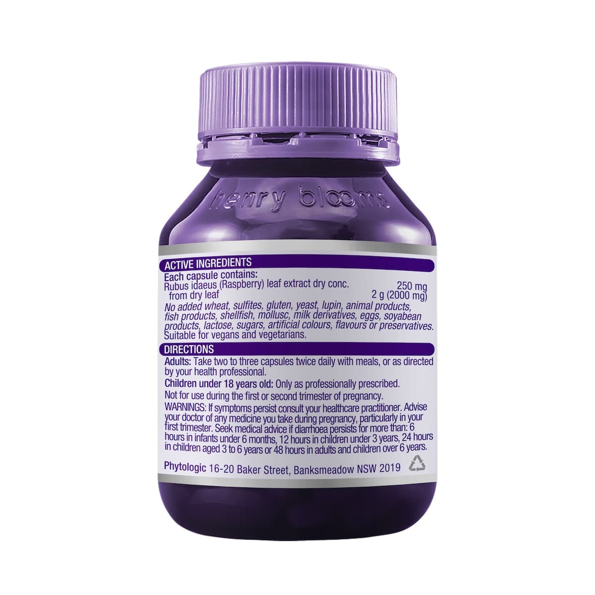 Thumbnail Henry Blooms Raspberry Leaf 2000mg 60 Capsules