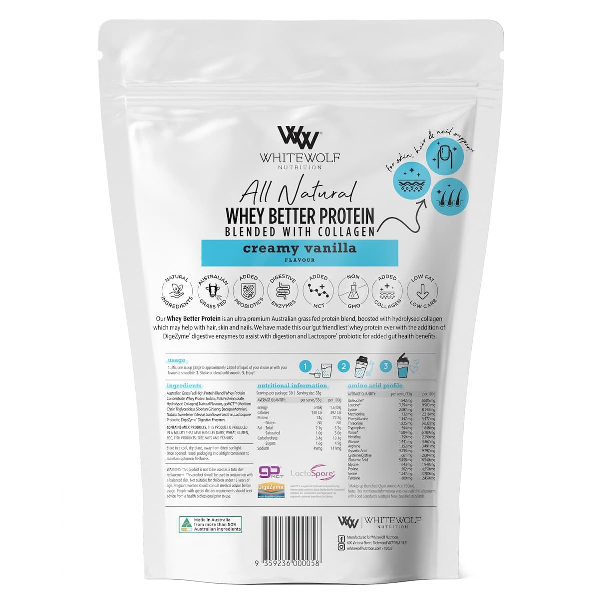 Thumbnail White Wolf Nutrition Whey Better Protein Creamy Vanilla 990g